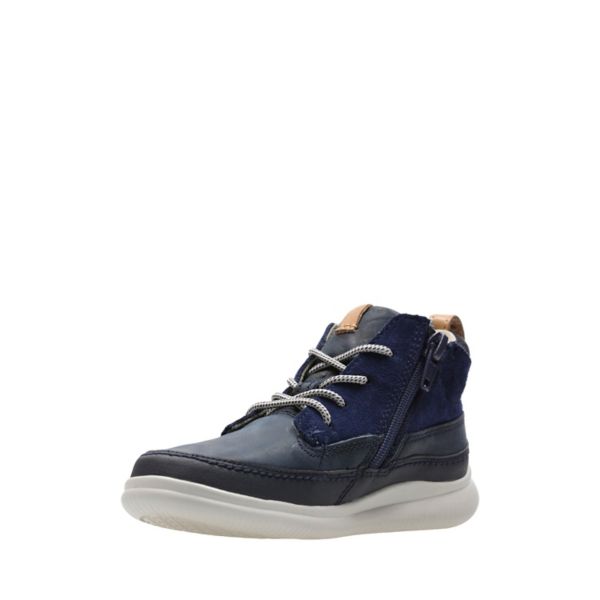 Clarks Boys Cloud Air Kid Casual Shoes Navy | CA-892437